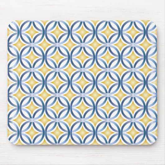 Retro blaues u. gelbes Muster Mousepad (Vorne)