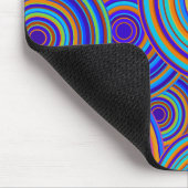 Retro blaues und orange Kreis-Muster Mousepad (Ecke)