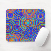Retro blaues und orange Kreis-Muster Mousepad (Mit Mouse)