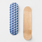 Retro Blautöne geometrischer Dreiecke Skateboard (Vorderseite)