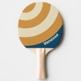 Retro Blauwelle Kreis Streifen mit Name Tischtennis Schläger