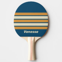 Retro Blauwelle über Streifen mit Namen Tischtennis Schläger