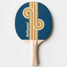 Retro-Blauwellen-Schleife mit Namen Tischtennis Schläger