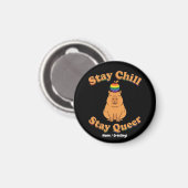 Retro Bleib Chill Bleib Queer Capybara Regenbogen Magnet (Vorderseite/Rückseite)