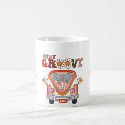 Retro bleibe Groovy Blume Stilvolles Boho Design Kaffeetasse (Mittel)