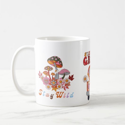 Retro bleibe Groovy Blume Stilvolles Boho Design Kaffeetasse (Links)