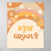 Retro bleibe Groovy Blumengeburt Poster (Vorne)