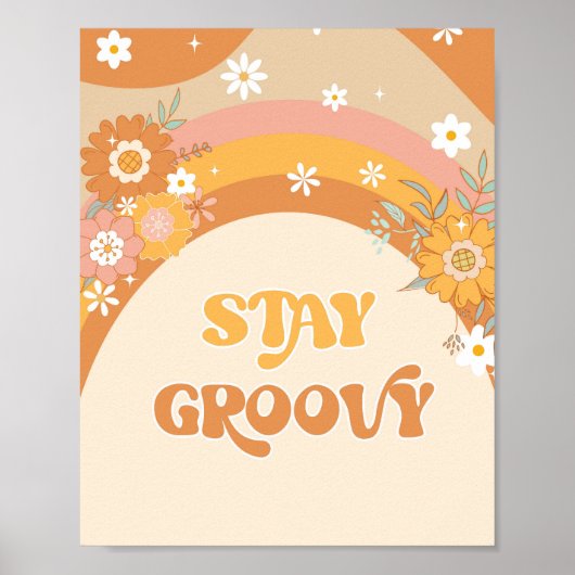 Retro bleibe Groovy Blumengeburt Poster (Vorne)