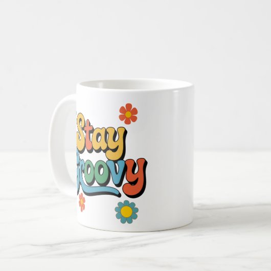 Retro Bleibe Groovy Kaffeetasse (Vorderseite Links)