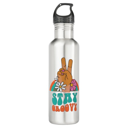 Retro Bleibe Groovy Water Flasche Edelstahlflasche (Vorderseite)