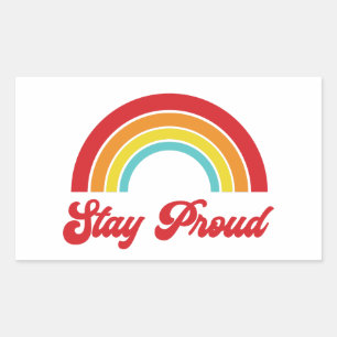 Retro bleibe Sie stolzen Regenbogen-Gay Pride Rechteckiger Aufkleber