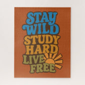 Retro Bleibe wild, fleißig studieren, leben frei Puzzle (Vertikal)