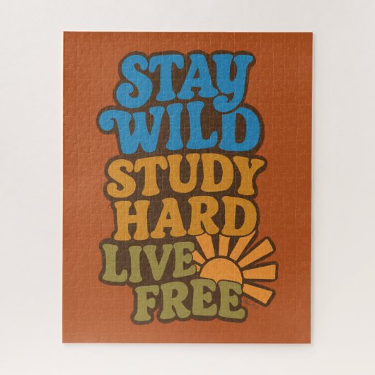 Retro Bleibe wild, fleißig studieren, leben frei Puzzle (Vertikal)