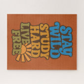 Retro Bleibe wild, fleißig studieren, leben frei Puzzle (Horizontal)