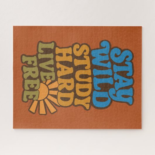 Retro Bleibe wild, fleißig studieren, leben frei Puzzle (Horizontal)