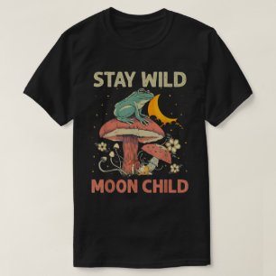 Retro Bleibe Wild Moon Child Frog Pilz Hippie T-Shirt
