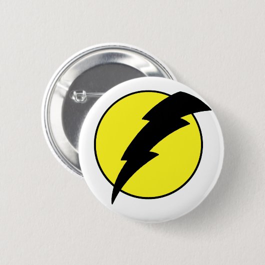 Retro Blick-Superheldlogo des Blitzbolzens Button (Vorne & Hinten)