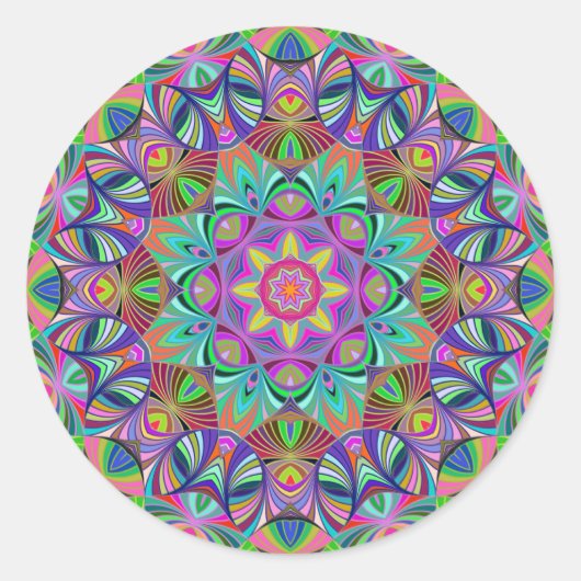 Retro Bliss Mandala Runder Aufkleber (Vorderseite)