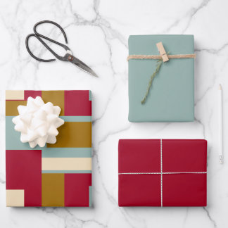 Retro Block Design 3 Geschenkpapier Set