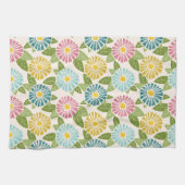 Retro Block Print Daisies Geschirrtuch (Horizontal)