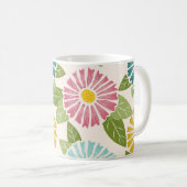 Retro Block Print Daisies Kaffeetasse (VorderseiteRechts)