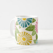 Retro Block Print Daisies Kaffeetasse (Vorderseite Links)
