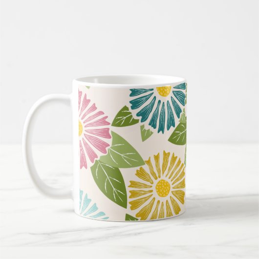 Retro Block Print Daisies Kaffeetasse (Links)
