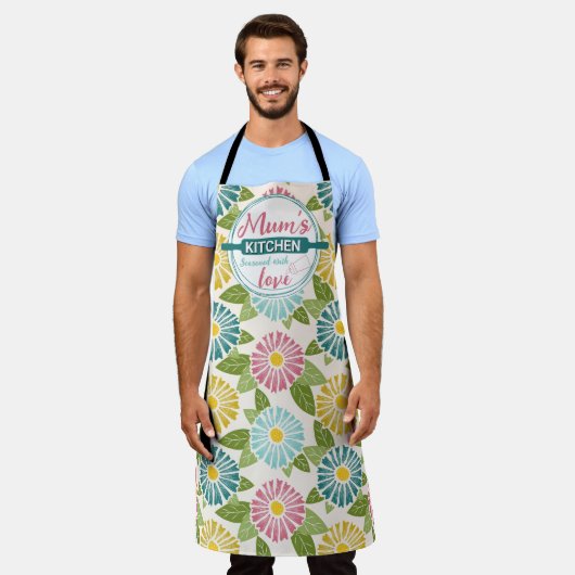 Retro Block Print Daisies Schürze (Getragen)