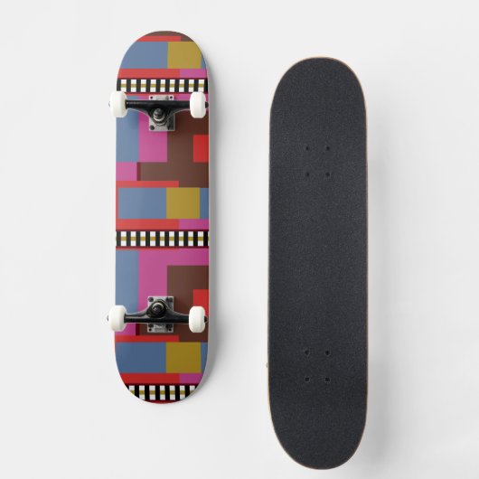 Retro Blocked Design 6 Skateboard (Vorderseite)
