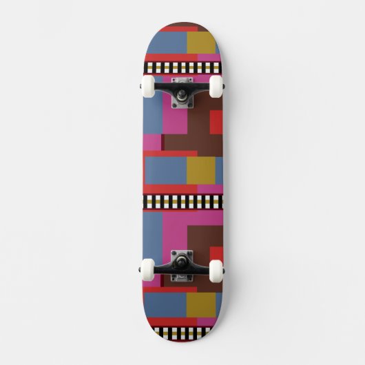 Retro Blocked Design 6 Skateboard (Vorderseite)