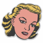 Retro blonde Frau Aufkleber (Vorderseite)