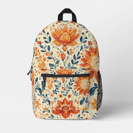 Retro Bloom Burst - Backpack Bedruckter Rucksack (Vorderseite)