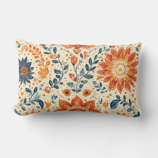 Retro Bloom Burst - Throw Kissen (Vorderseite)