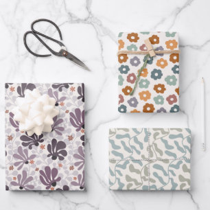 Retro Bloom Delight Geschenkpapier Set