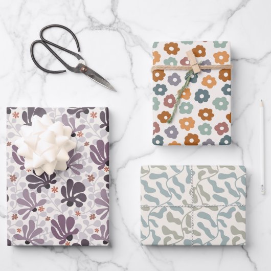Retro Bloom Delight Geschenkpapier Set (Vorderseite)