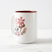Retro Bloom Floral Muster Zweifarbige Tasse (Vorderseite Links)