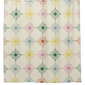 Retro Bloom Geometric Floral Print Gemustert Duschvorhang (Vorderseite)