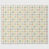 Retro Bloom Geometric Floral Print Gemustert Geschenkpapier (Flach)