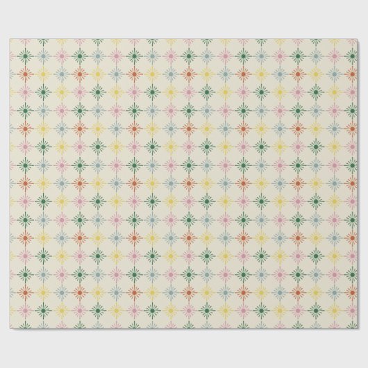 Retro Bloom Geometric Floral Print Gemustert Geschenkpapier (Flach)