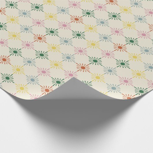Retro Bloom Geometric Floral Print Gemustert Geschenkpapier (Ecke)