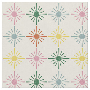 Retro Bloom Geometric Floral Print Gemustert Stoff