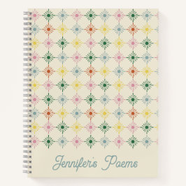 Retro Bloom Geometric Floral Print Personalisiert Notizblock