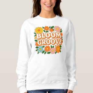 Retro "Bloom Groove" Blumendesign Hippie-Blume Sweatshirt