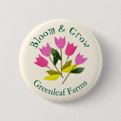 Retro Bloom & Grow Farb Garden Farm Kinderzimmer Button (Vorderseite)