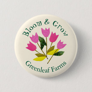Retro Bloom & Grow Farb Garden Farm Kinderzimmer Button