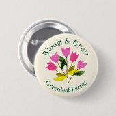 Retro Bloom & Grow Farb Garden Farm Kinderzimmer Button (Vorne & Hinten)