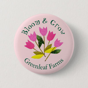 Retro Bloom & Grow Farb Garden Farm Kinderzimmer Button