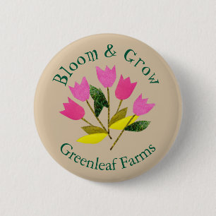 Retro Bloom & Grow Farb Garden Farm Kinderzimmer Button