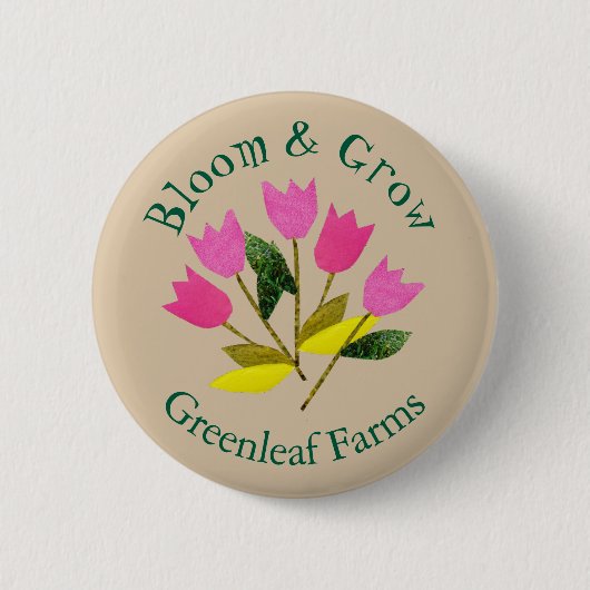 Retro Bloom & Grow Farb Garden Farm Kinderzimmer Button (Vorderseite)