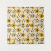 Retro Bloom Harmony Wandteppich (Vorderseite (Horizontal))